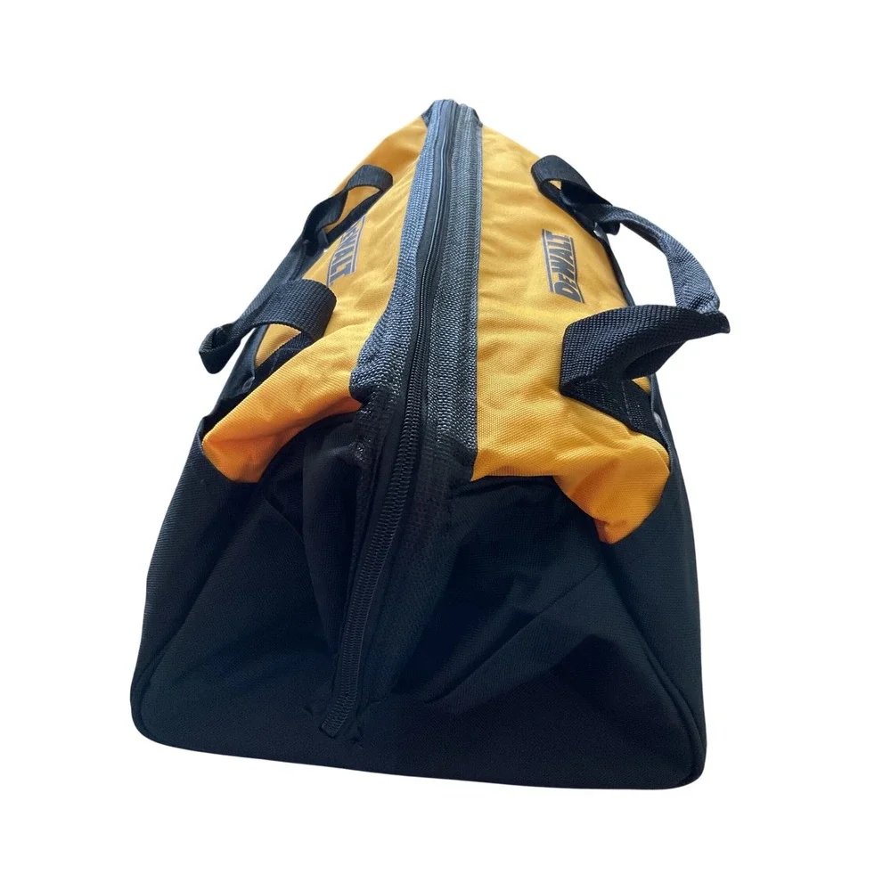 DEWALT 18 Inch Heavy Duty Canvas Tool Bag Yellow Black Wide Mouth Storage Box